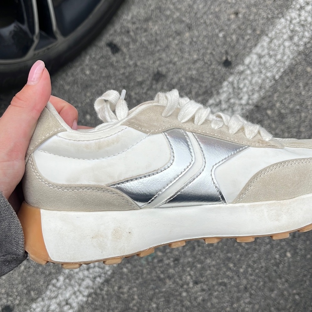 Steve Madden Silver and White Women's Sneakers